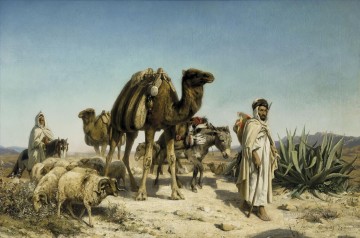  Desert Oil Painting - Caravane dans le desert Eugene Girardet Orientalist
